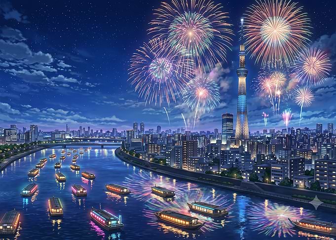 Tokyo Skytree Fireworks Festival Night View