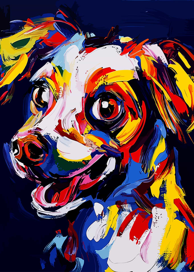 Colorful Abstract Dog Portrait