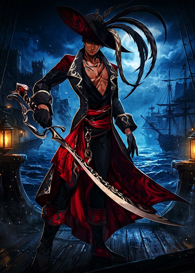 Handsome Pirate Captain with Sword