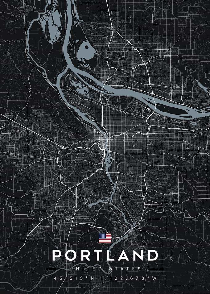 Portland Oregon Minimalist City Map Poster