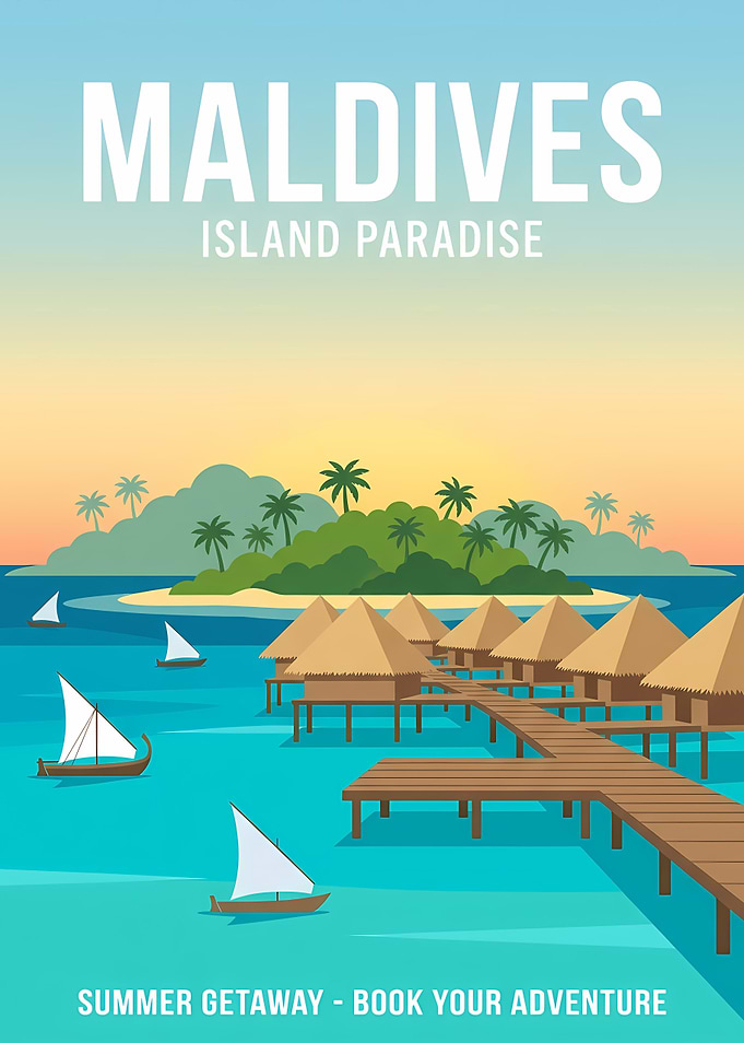 Maldives Island Paradise Travel Poster