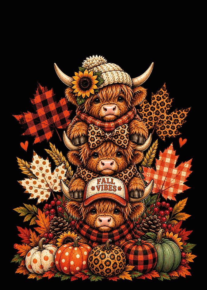 Cute Highland Cow Fall Stack