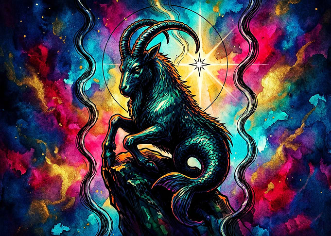 Capricorn Cosmic Zodiac Art Poster