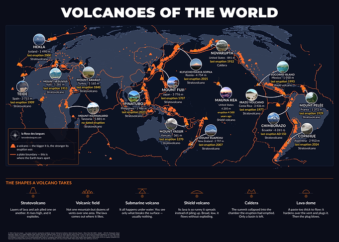 Volcanoes of the World – Educational Map