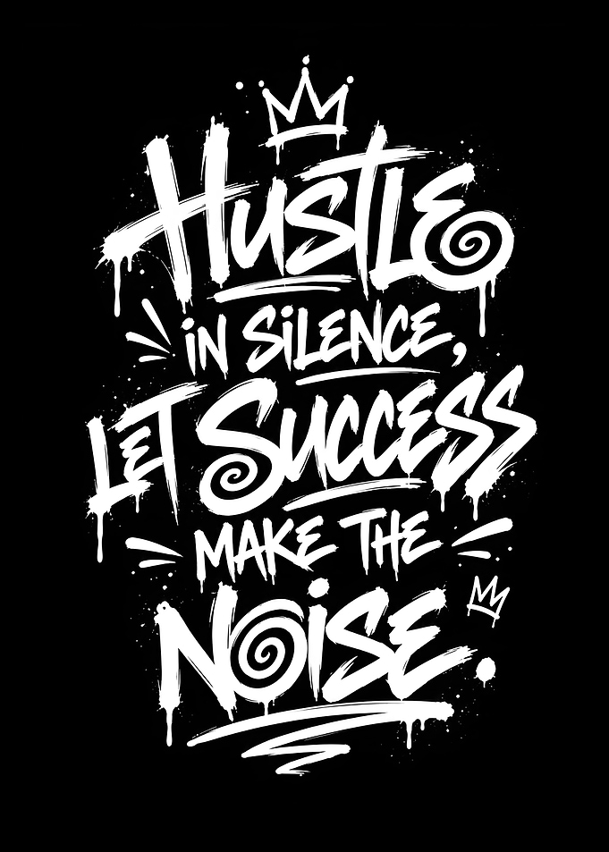 Hustle In Silence Streetwear Slogan
