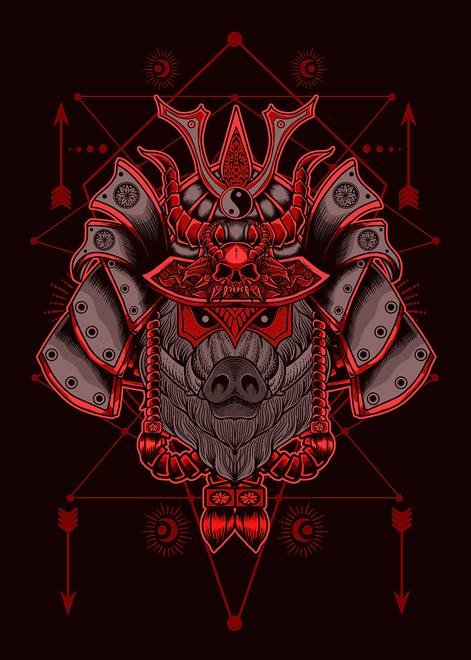 Samurai Boar Warrior Illustration