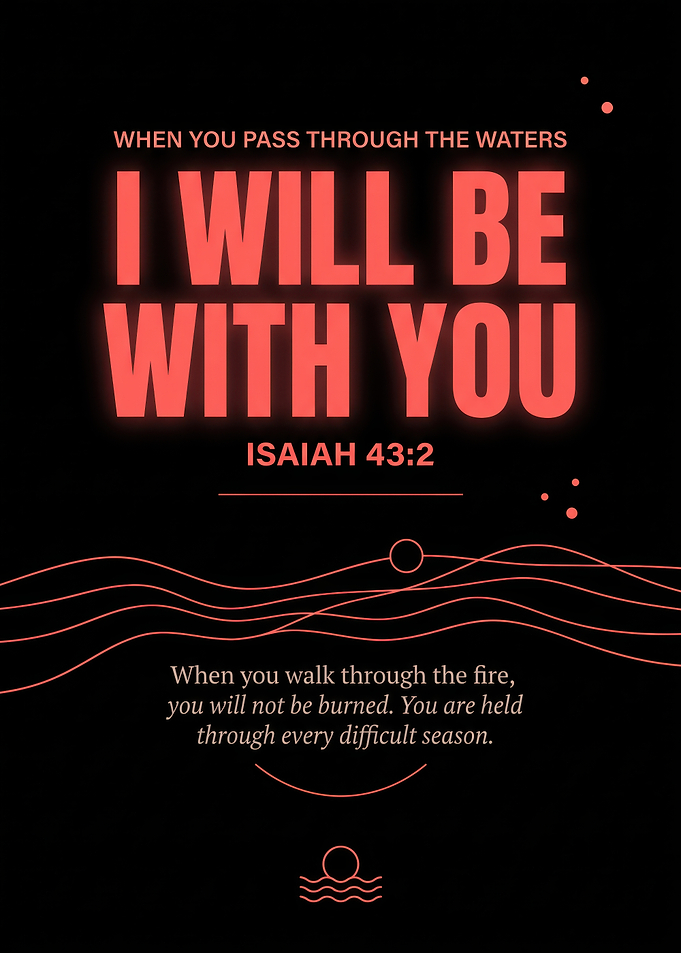 Isaiah 43:2 Inspirational Bible Verse Poster
