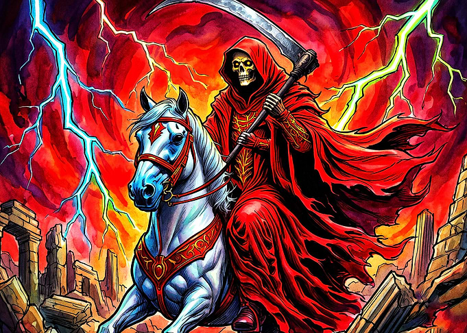 Grim Reaper Riding Pale Horse