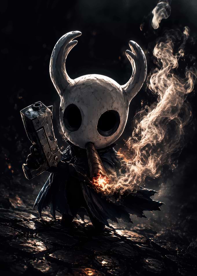 Hollow Knight Smoking with Gun