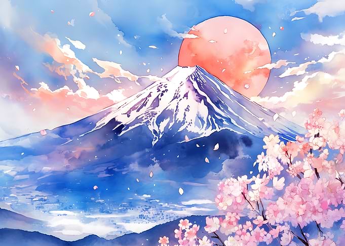 Mount Fuji with Cherry Blossoms