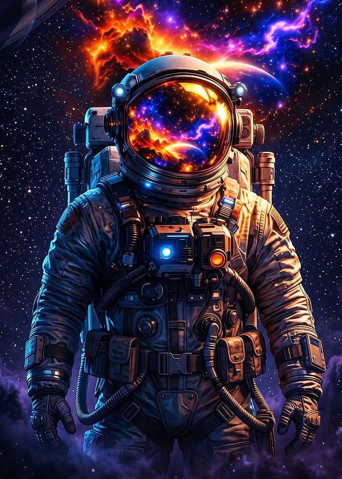 Astronaut Cosmos Galaxy Space Art
