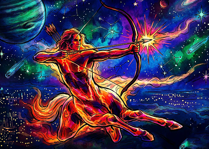 Sagittarius Zodiac Space Art Poster