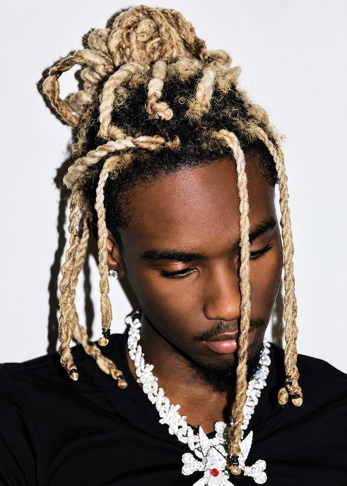 Portrait of a Young Man with Blonde Dreads