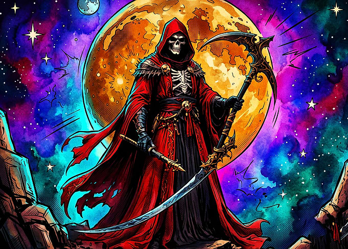 Grim Reaper with Scythe in Space