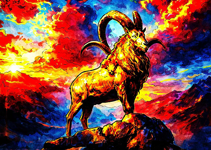 Capricorn Zodiac Watercolor Art Pos