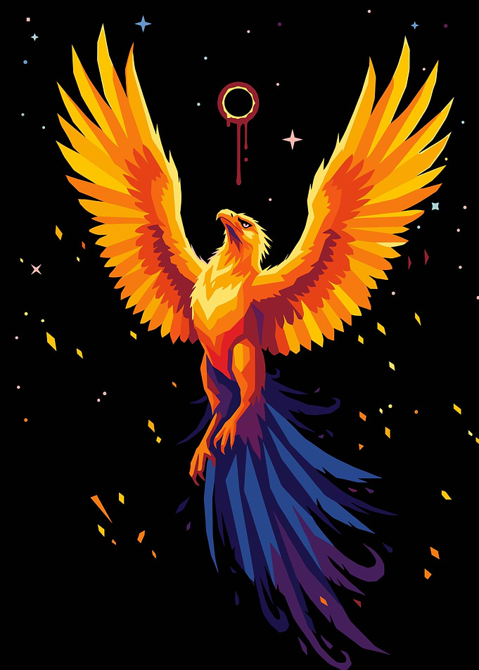 Majestic Phoenix Rising in Space