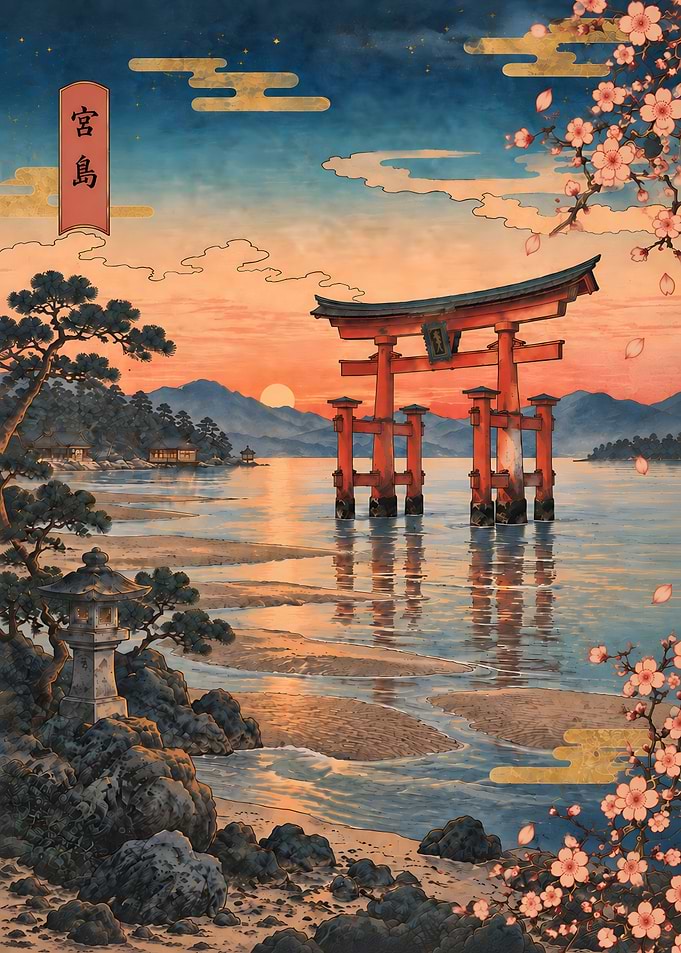 Torii at Miyajima Sunset