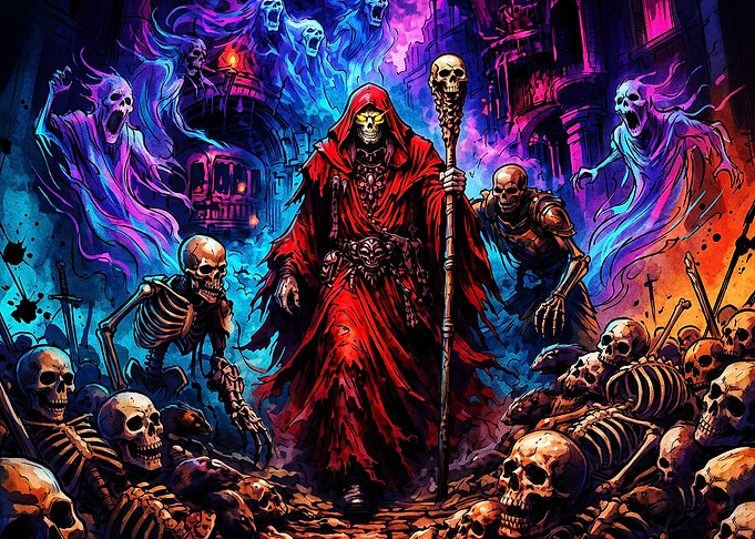 Necromancer Leading an Undead Army