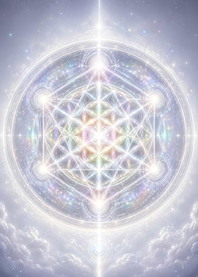 Metatron's Cube Luminous Sacred Geometry Above the Clouds