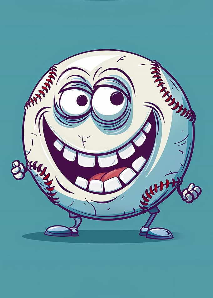 Funny Cartoon Baseball Ball Character