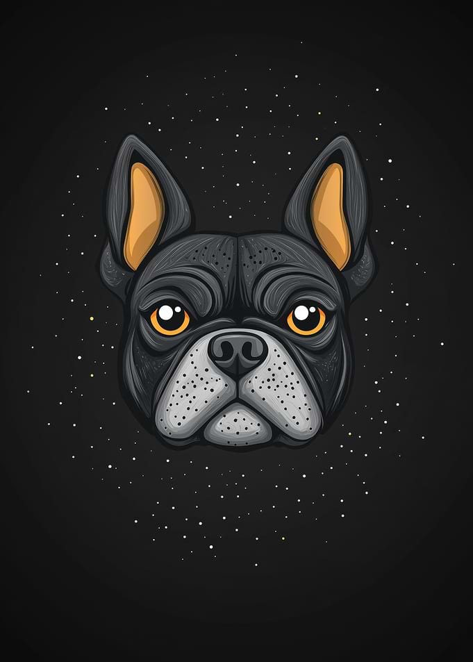 Stylized French Bulldog Portrait