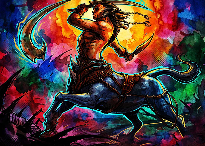 Centaur Warrior Fantasy Watercolor