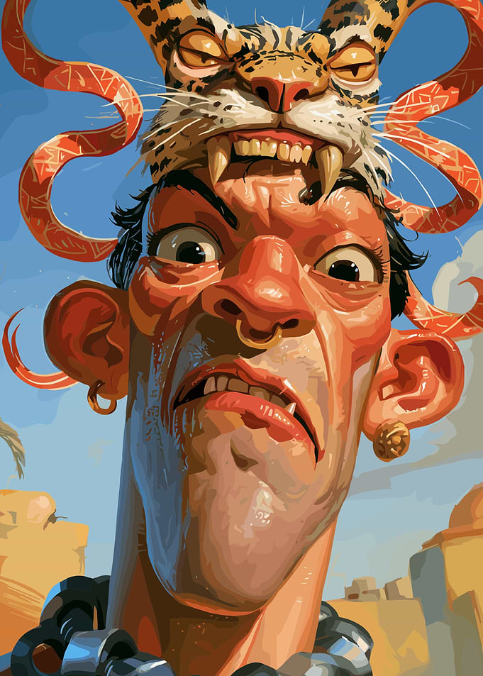Warrior with Jaguar Headdress Portrait