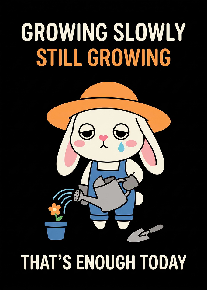 Sad Bunny Gardener Illustration