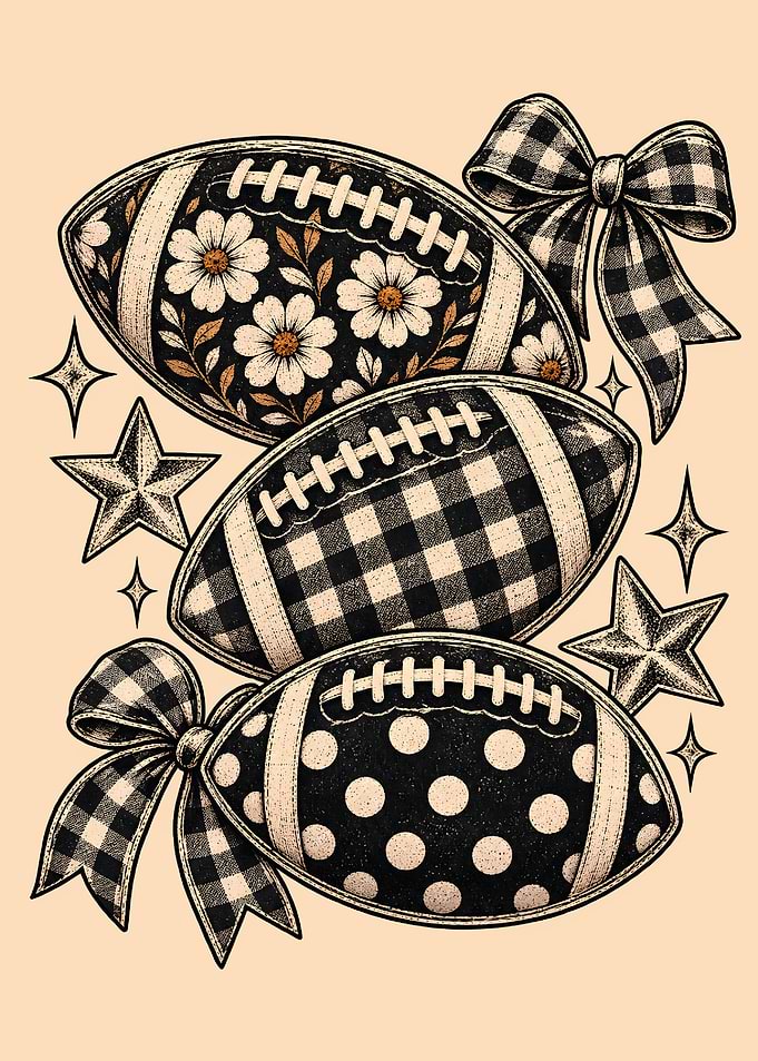 Decorative Footballs with Bows and Stars