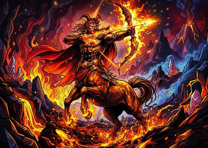 Sagittarius Fire Centaur Art Poster