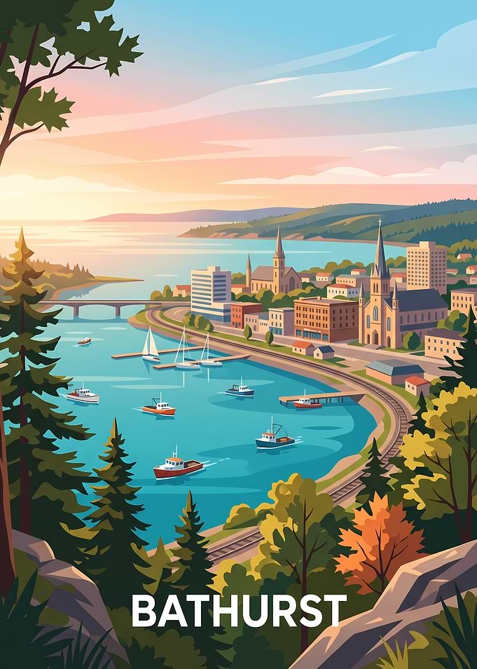 Bathurst Cityscape Travel Poster