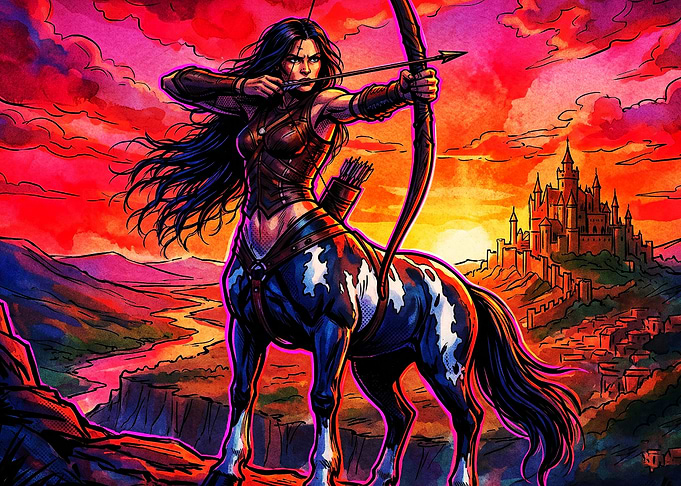 Centaur Archer Fantasy Sunset Art