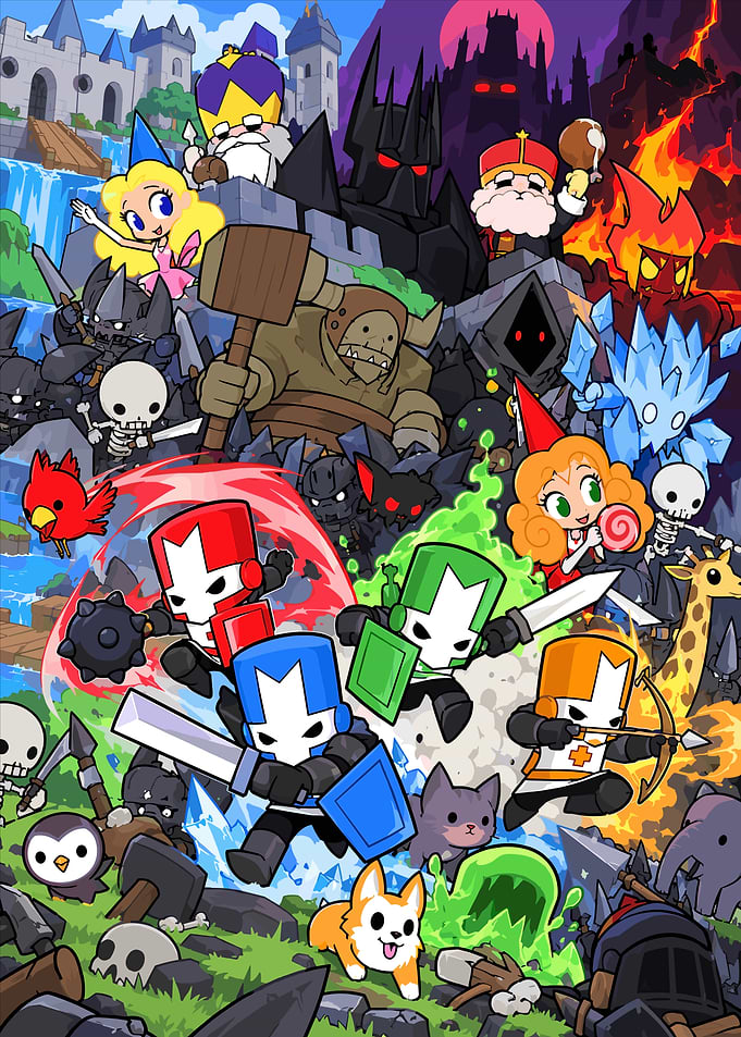 Castle Crashers Pixel Art Battle Scene