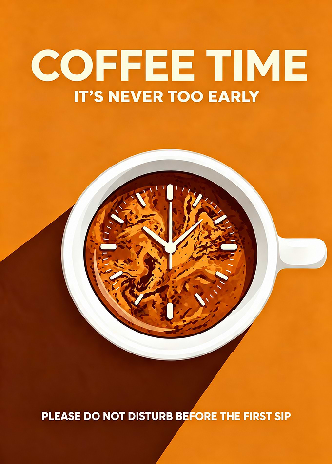 Coffee Time Clock Poster