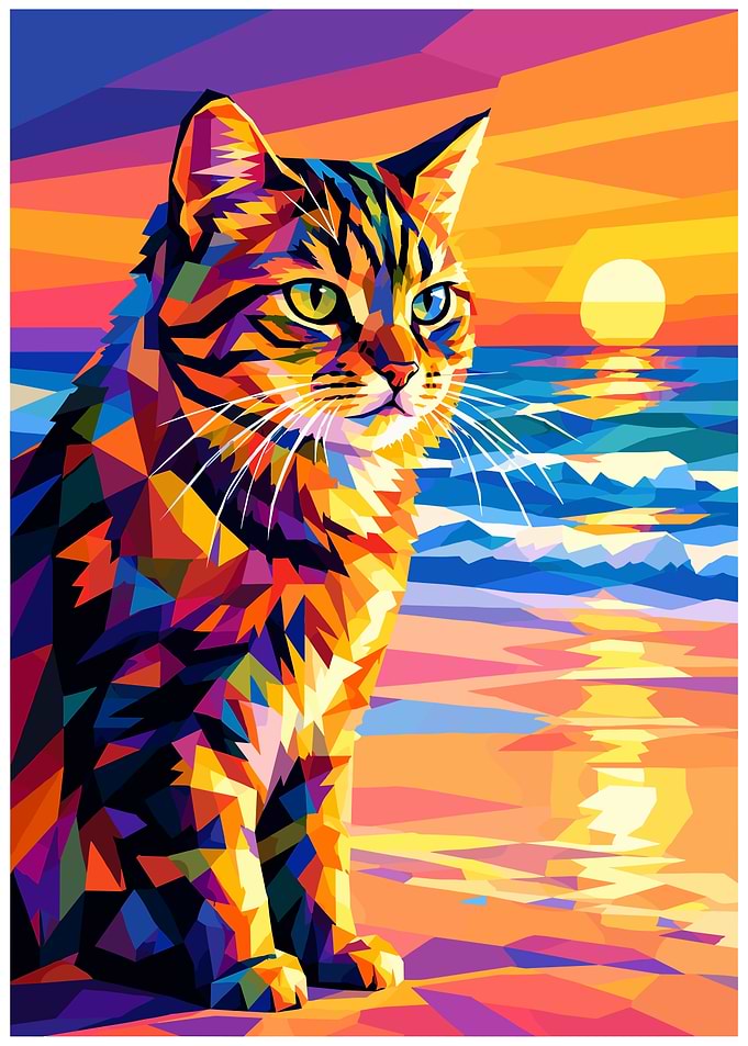 Colorful Geometric Pop Art Cat