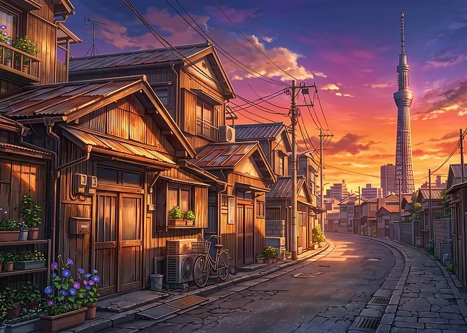 Tokyo Street at Sunset