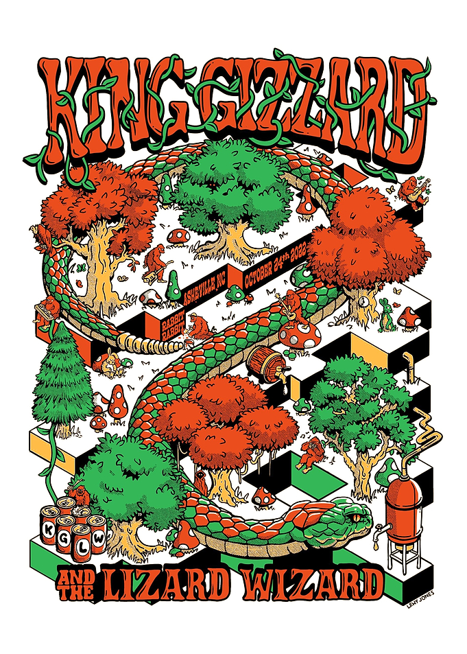 King Gizzard Asheville Concert Poster