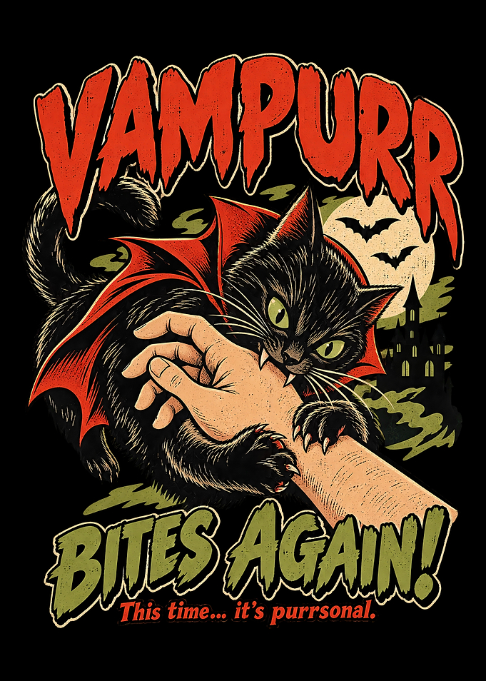 Vampurr Bites Again Halloween Cat Art