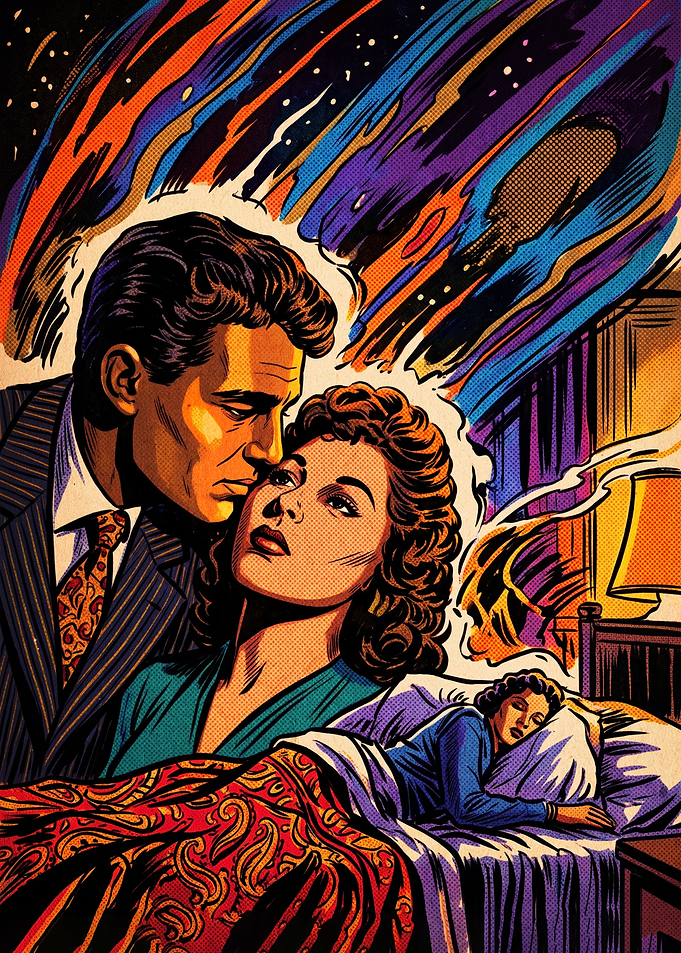 Vintage Comic Style Romantic Illustration