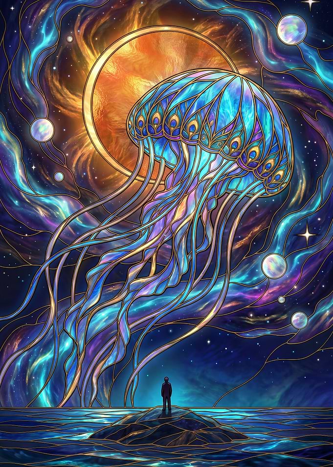 Stained Glass Cosmic Jellyfish