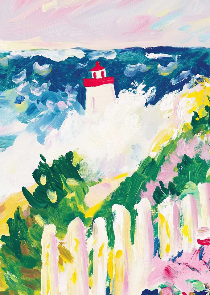 Impressionist Lighthouse Coastal Painting