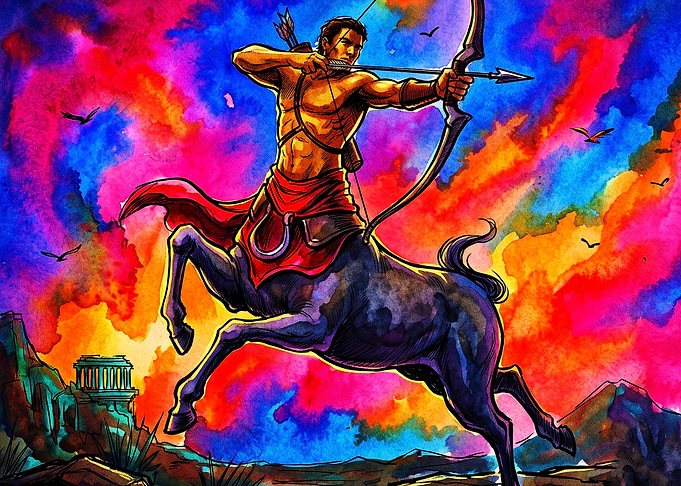 Centaur Archer Cosmic Watercolor Ar