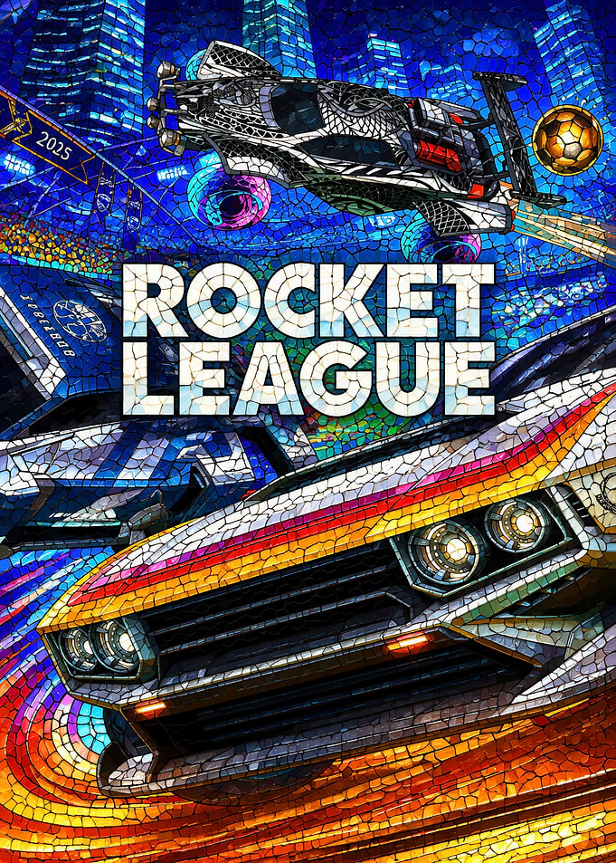 Rocket League Mosaic Art Poster