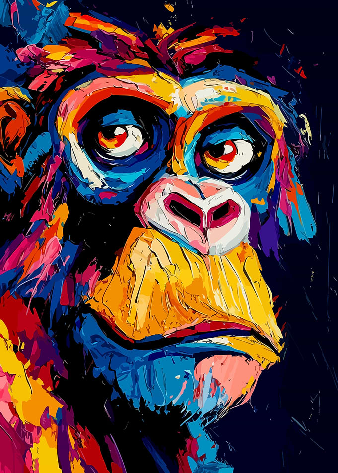Colorful Abstract Chimpanzee Portrait