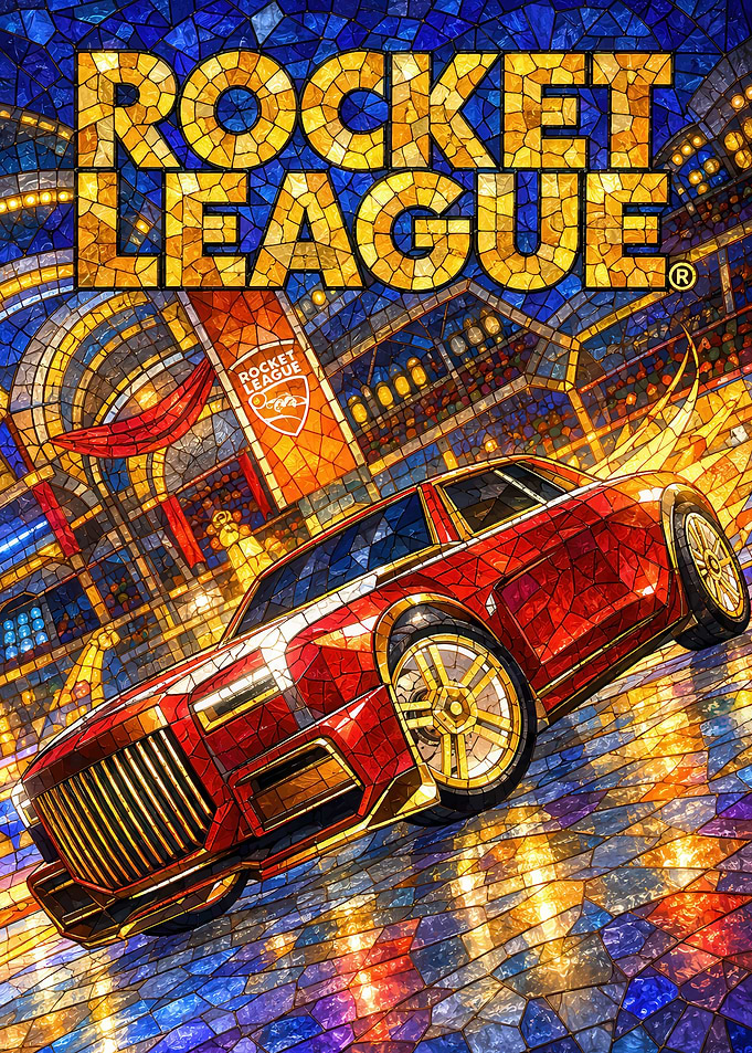 Rocket League Stained Glass Art