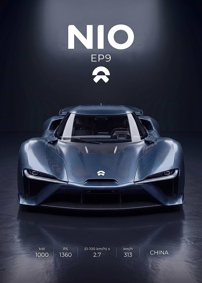 NIO EP9 Electric Supercar Poster