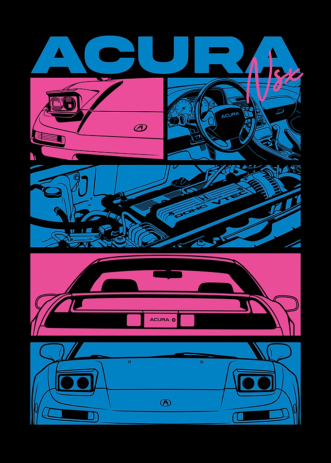 Acura NSX Retro Synthwave Poster