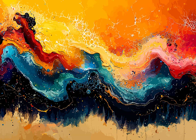 Vibrant Abstract Fluid Paint Pour