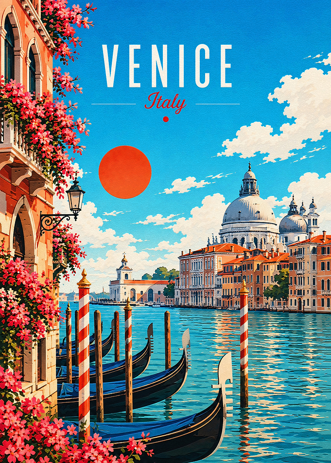 Vintage Travel Poster of Venice Italy