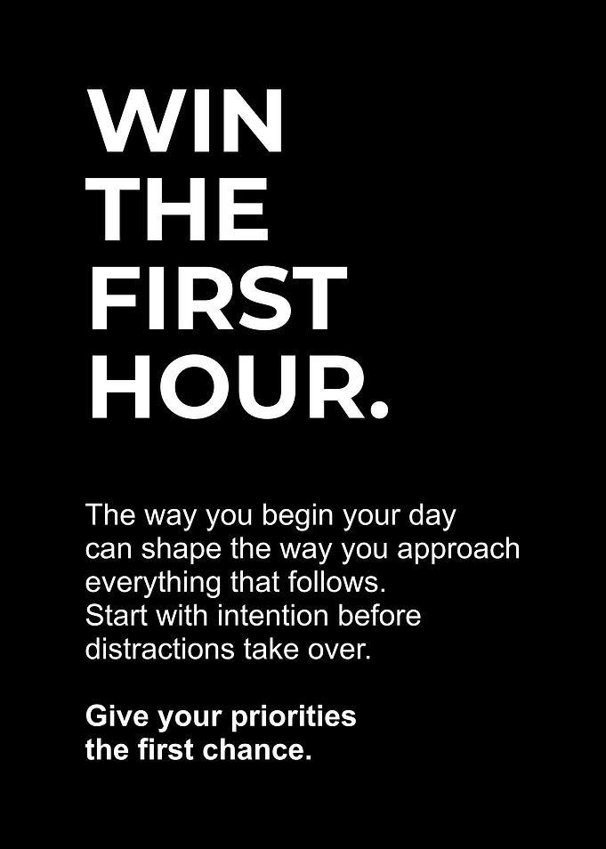 Win The First Hour Motivational Poster